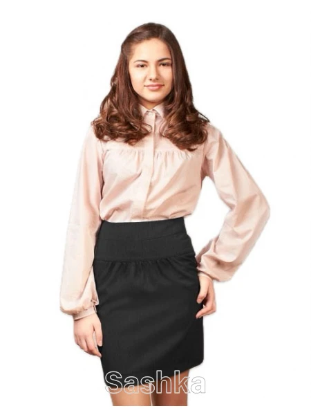 Спідниця для дівчинки Sashka класична пряма з кокеткою чорна, розмір 152-176